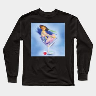 Vintage burlesque cocktail girl Long Sleeve T-Shirt